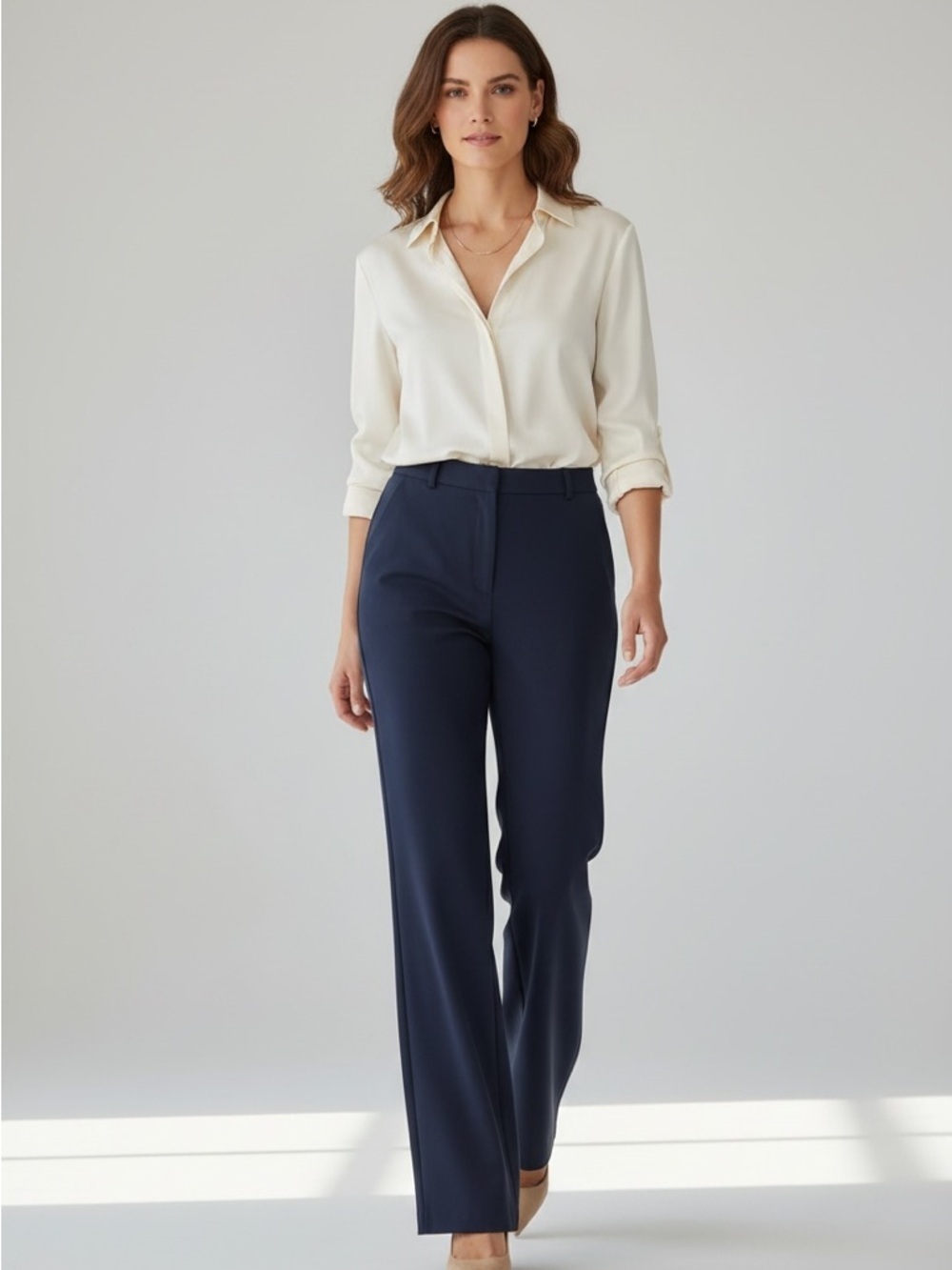 Worth New York Midnight Blue High Waist Wide Leg Lined Trousers Size 10